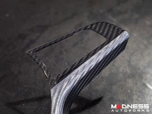 Alfa Romeo Stelvio Steering Wheel Trim - Carbon Fiber - Main Center Trim Piece - Black/ White Candy - Pre '20 Models